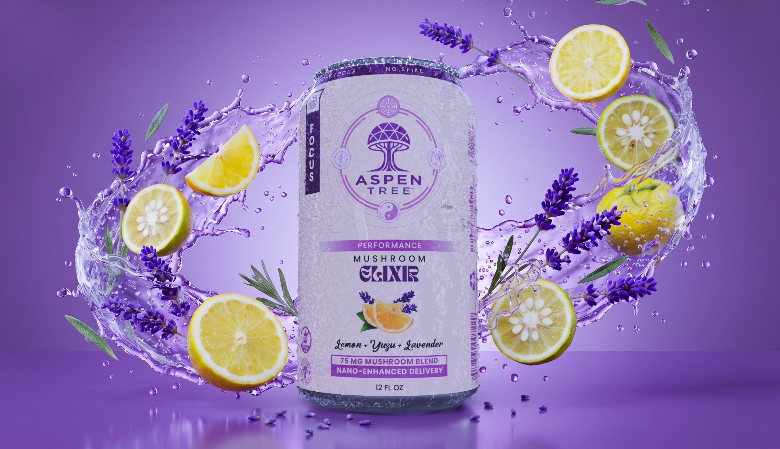 Aspen Tree Focus Mushroom Elixir - Lemon + Yuzu + Lavender