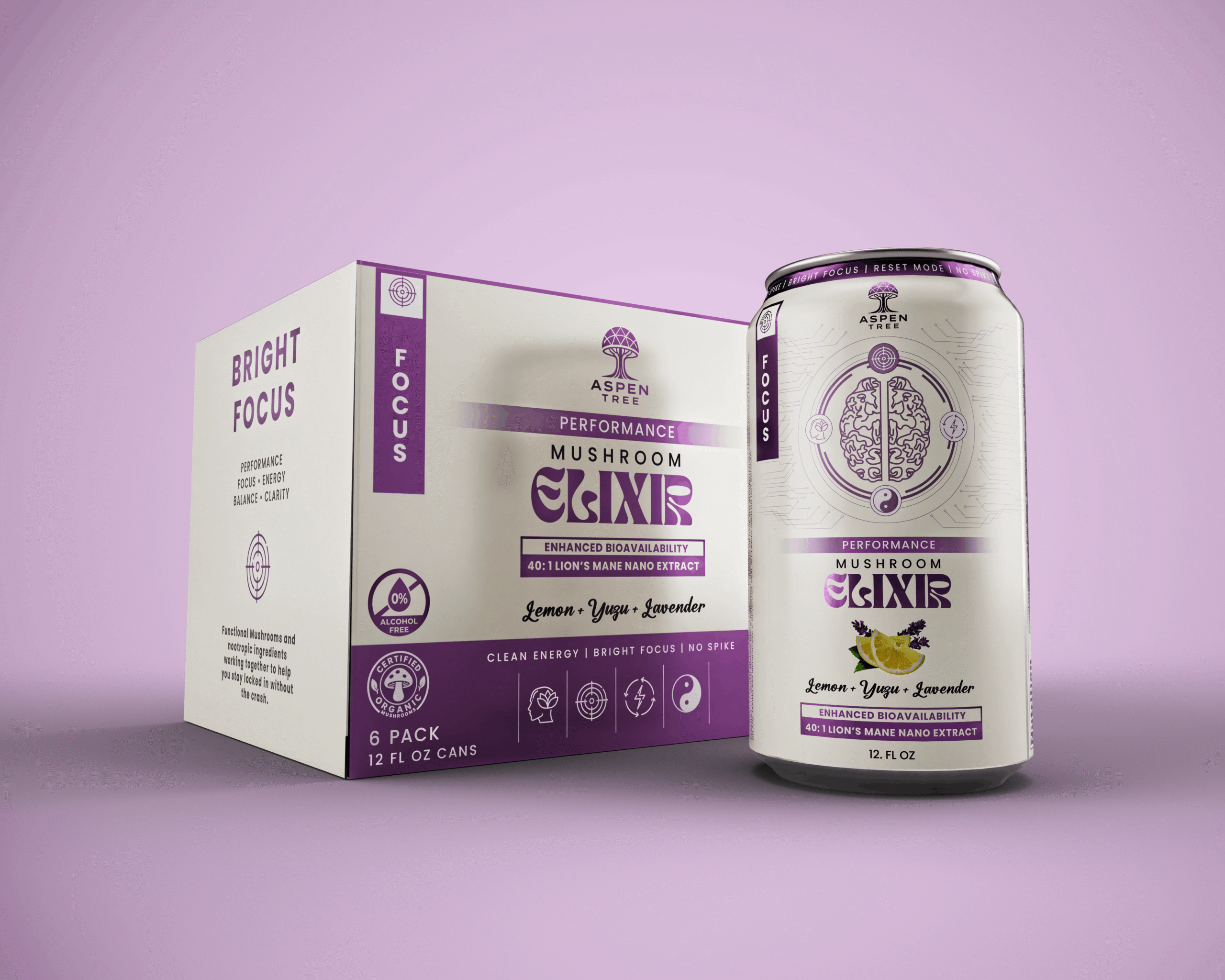 Aspen Tree Bright Focus Mushroom Elixir - Lemon + Yuzu + Lavender - Image 3