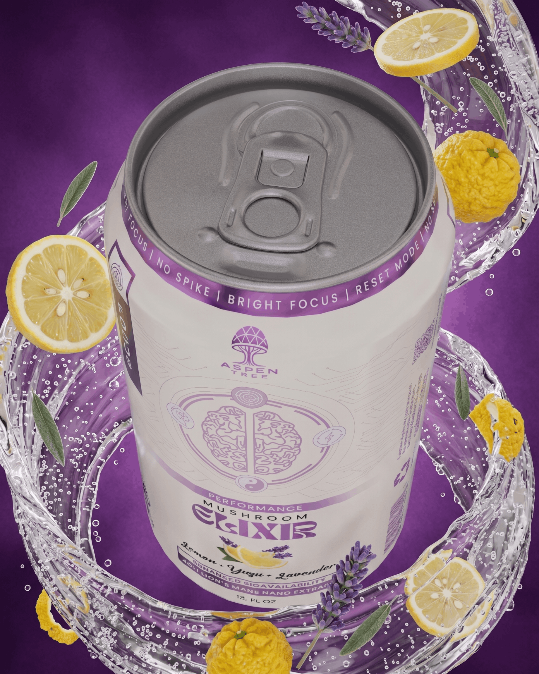 Aspen Tree Bright Focus Mushroom Elixir - Lemon + Yuzu + Lavender - Image 2